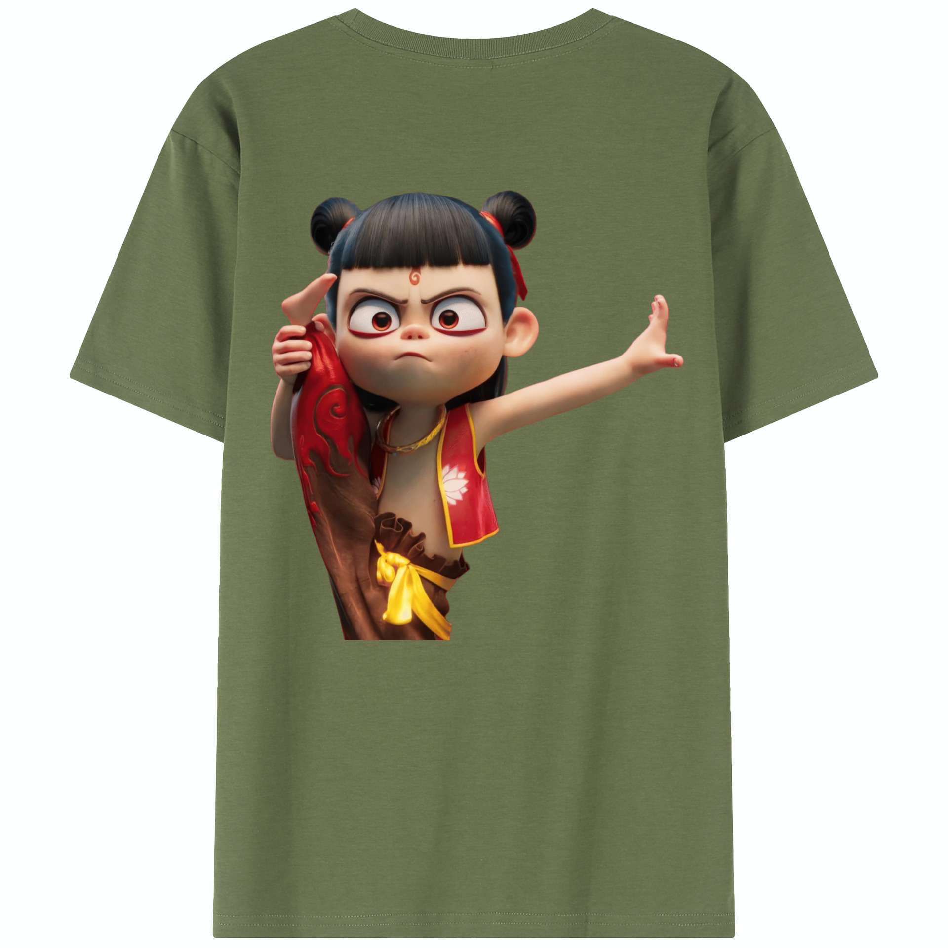 （画像用） Ne Zha 2 ナタ 魔童の大暴れ 綿100％半袖Tシャツ（背面プリント）